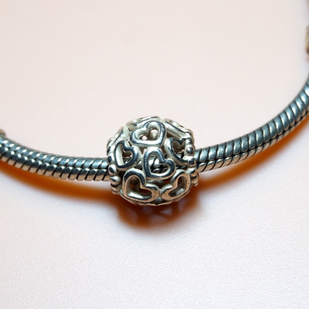 Auth Pandora Silver "Open Your Heart" Charm